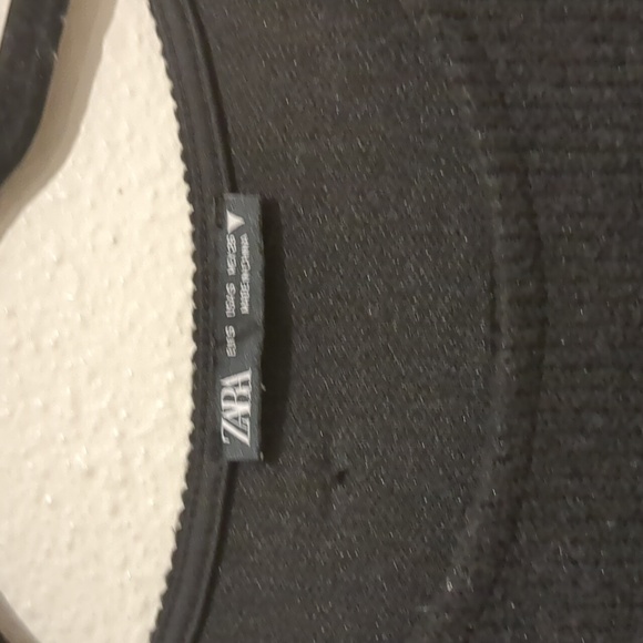 Zara Black Rhinestone Hem Cropped Blouse SizeSmall - Picture 3 of 5